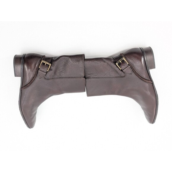 Talbots Layla Chocolate Brown Leather Low-Heel Square Toe Buckle Boots Size 7 - Picture 5 of 8